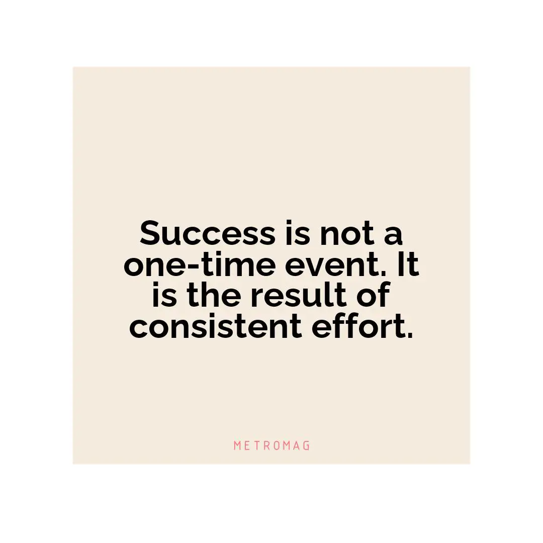 Success is not a one-time event. It is the result of consistent effort.