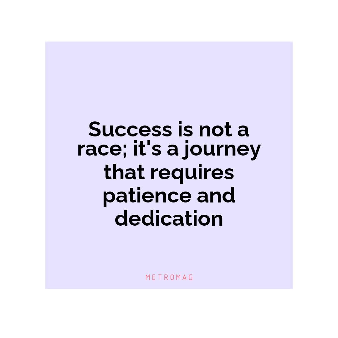 Success is not a race; it's a journey that requires patience and dedication