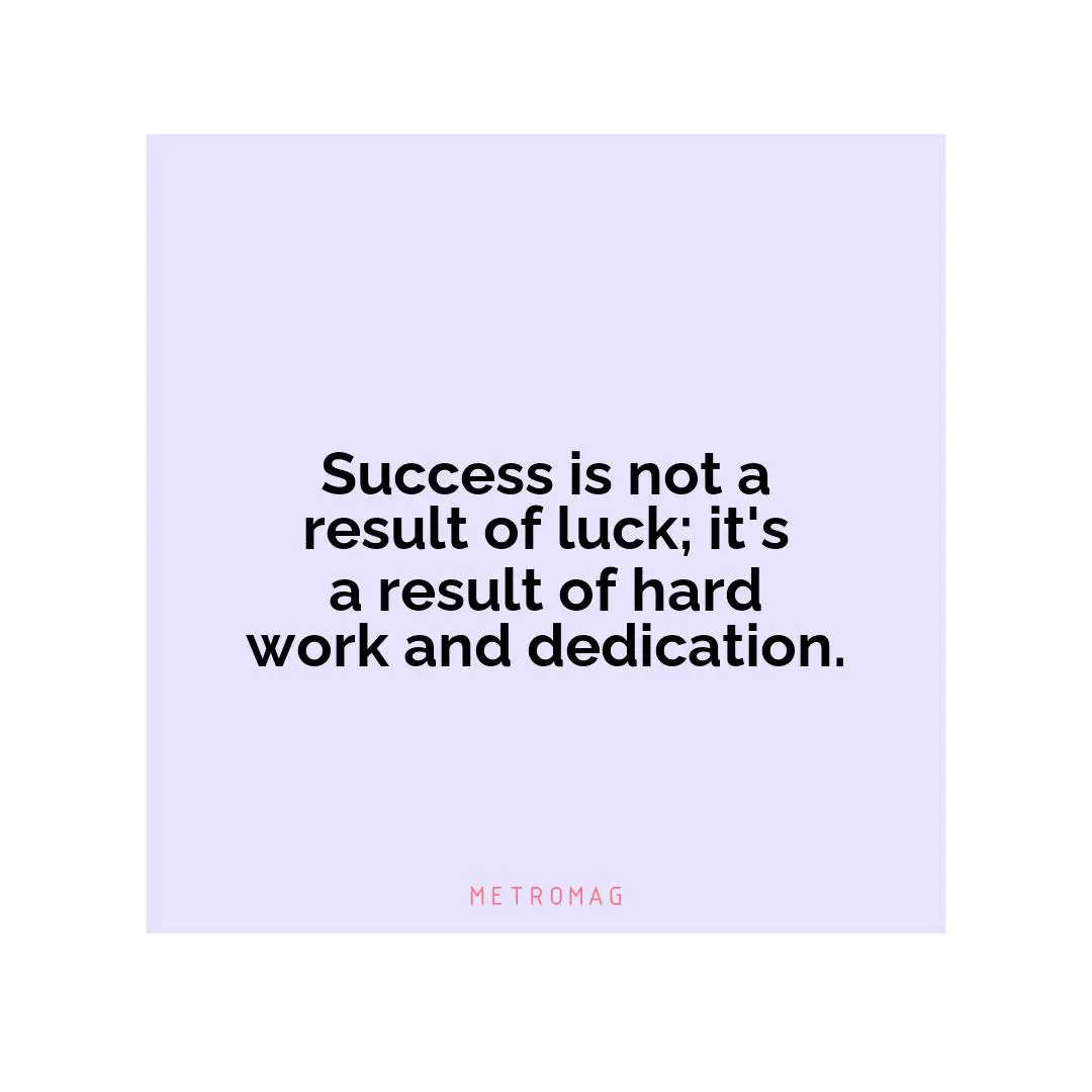 Success is not a result of luck; it's a result of hard work and dedication.