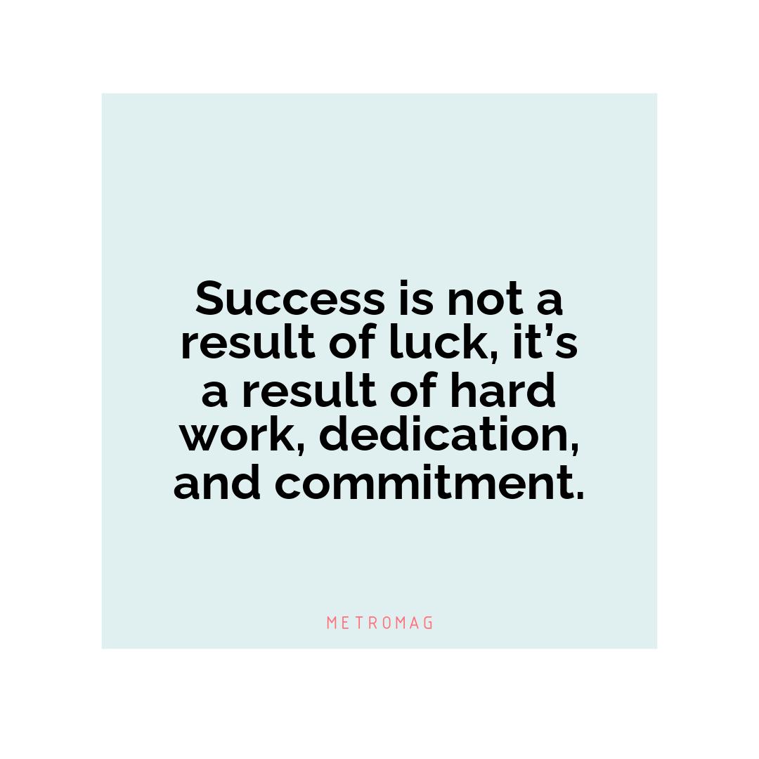 Success is not a result of luck, it’s a result of hard work, dedication, and commitment.