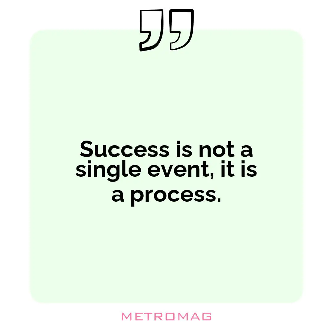 Success is not a single event, it is a process.