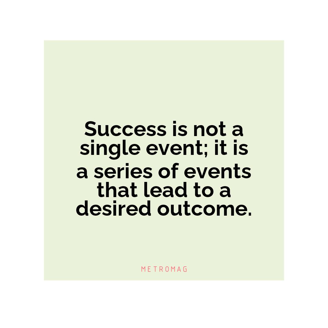 Success is not a single event; it is a series of events that lead to a desired outcome.