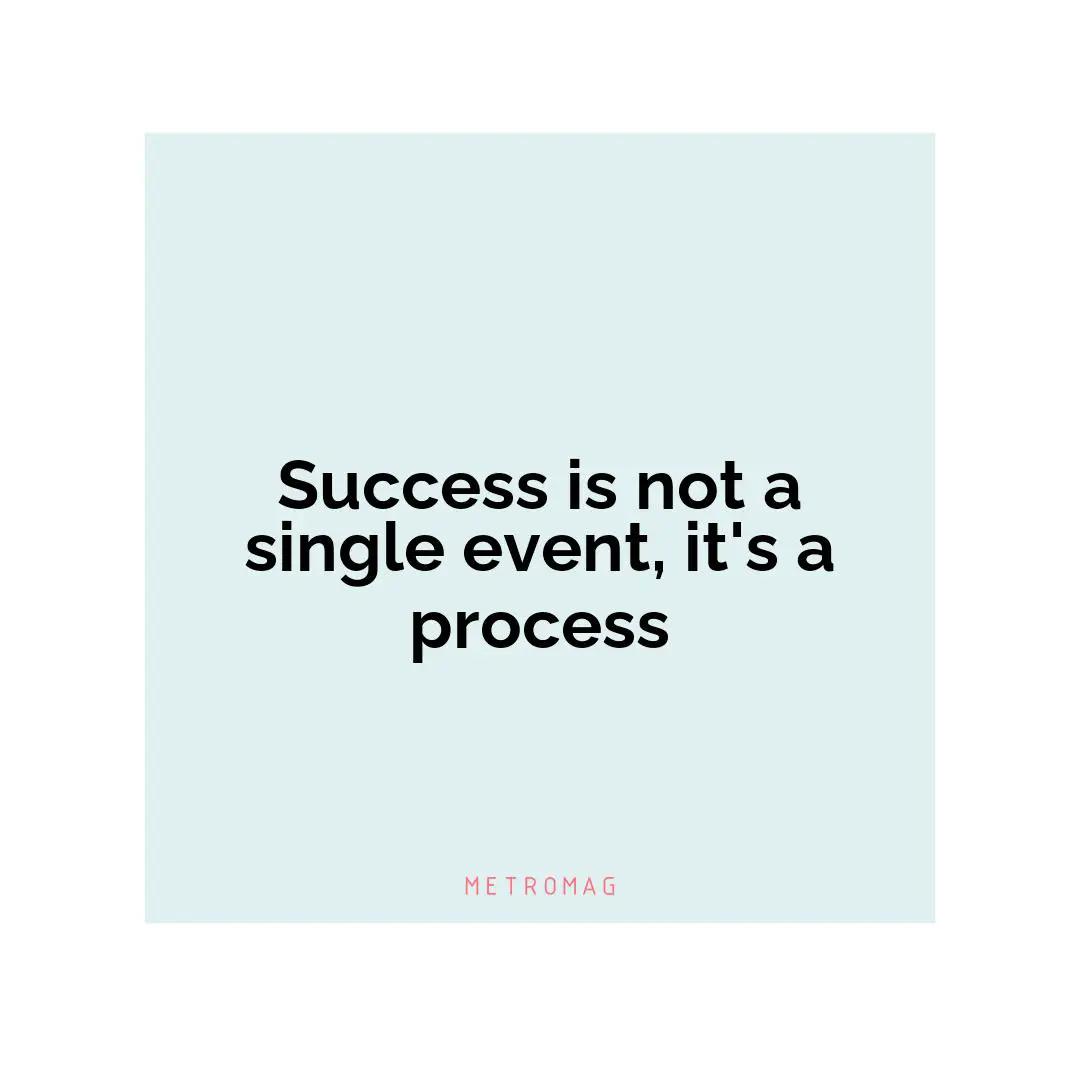 Success is not a single event, it's a process