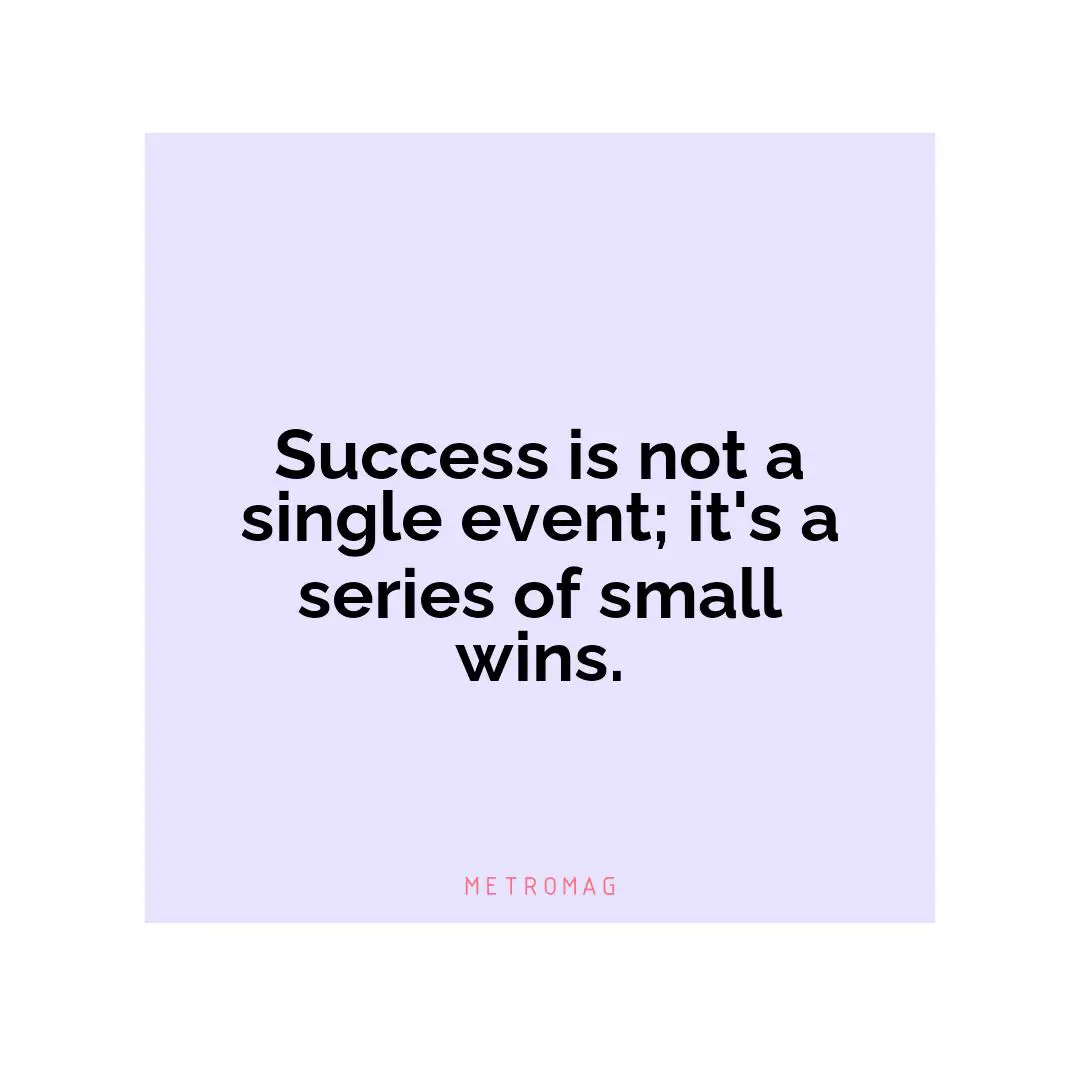 Success is not a single event; it's a series of small wins.
