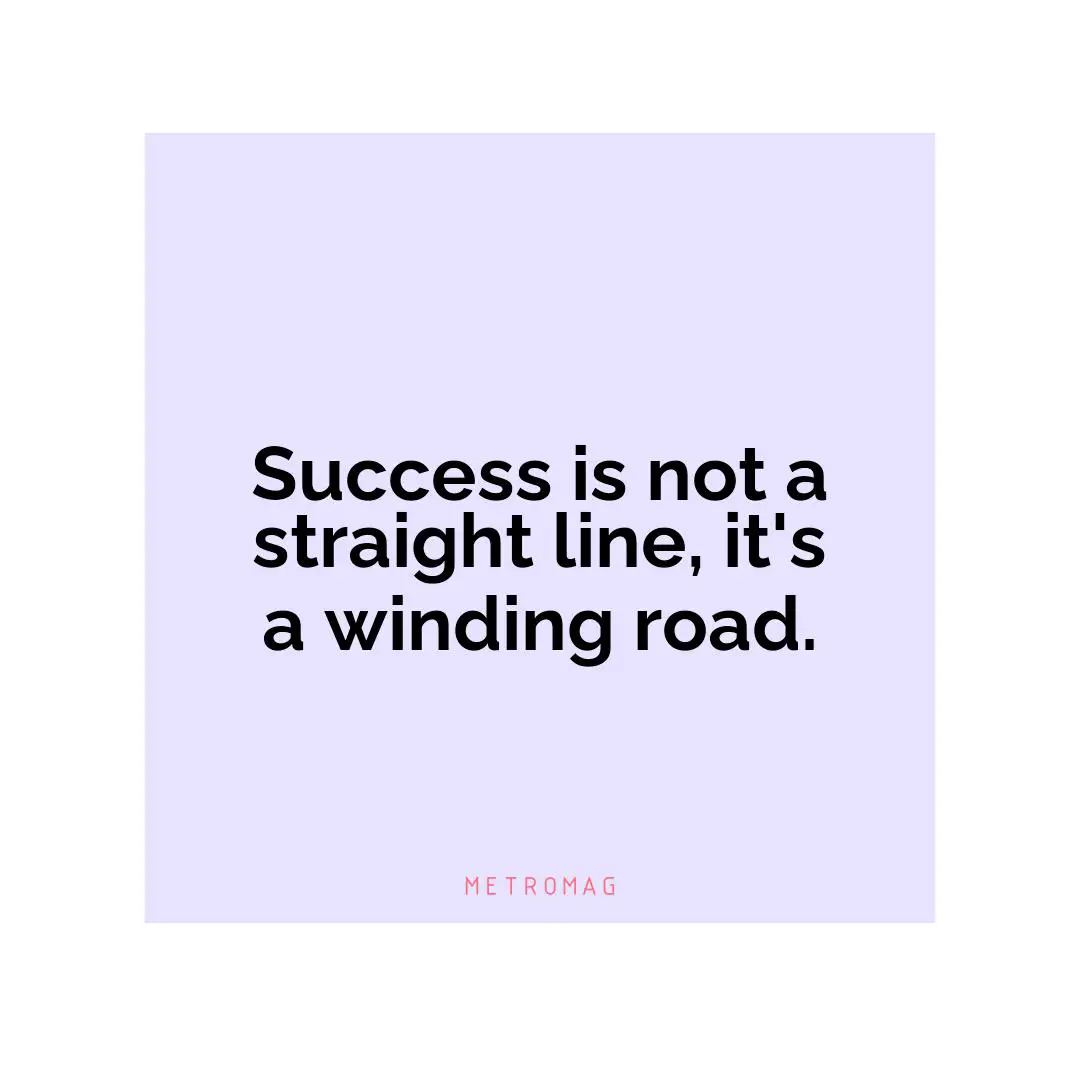 Success is not a straight line, it's a winding road.