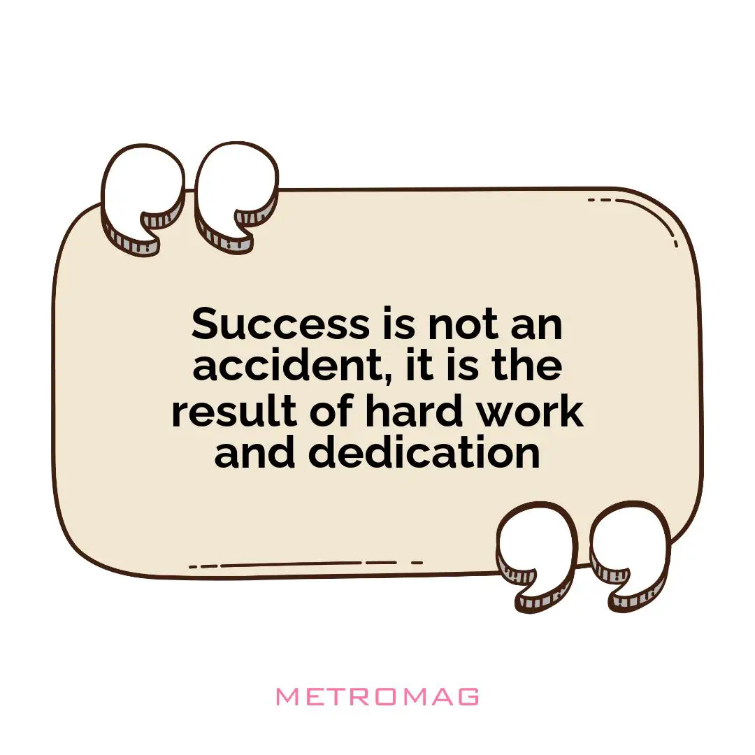Success is not an accident, it is the result of hard work and dedication