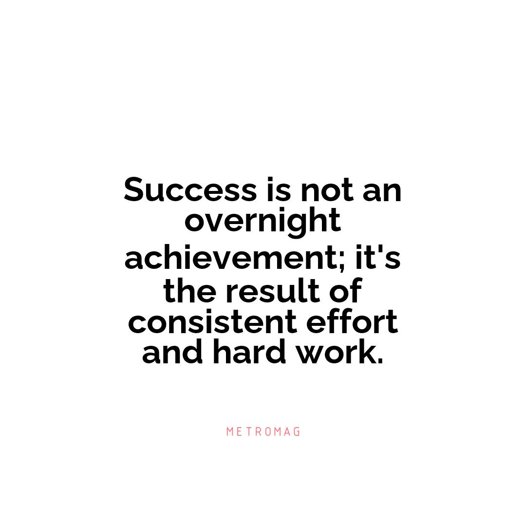 Success is not an overnight achievement; it's the result of consistent effort and hard work.