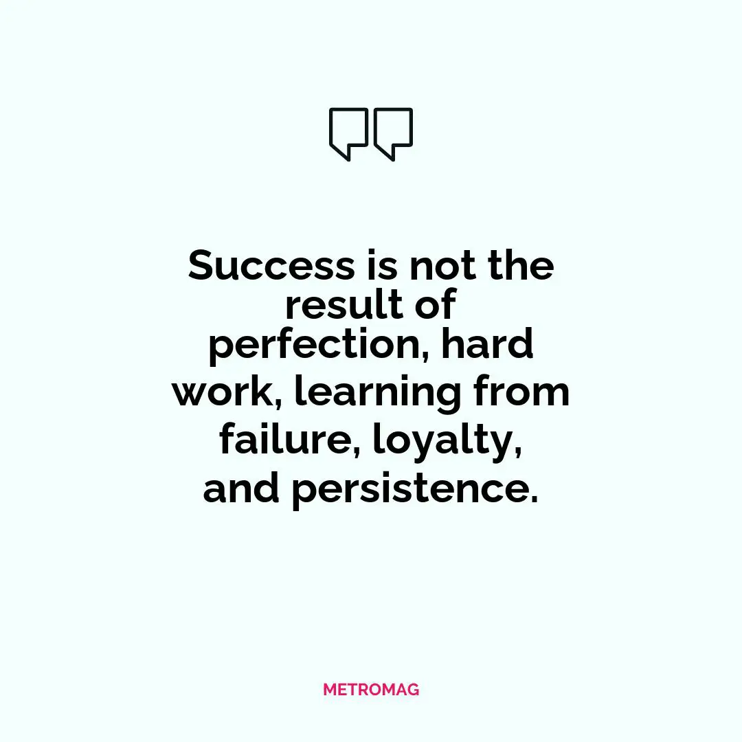 Success is not the result of perfection, hard work, learning from failure, loyalty, and persistence.
