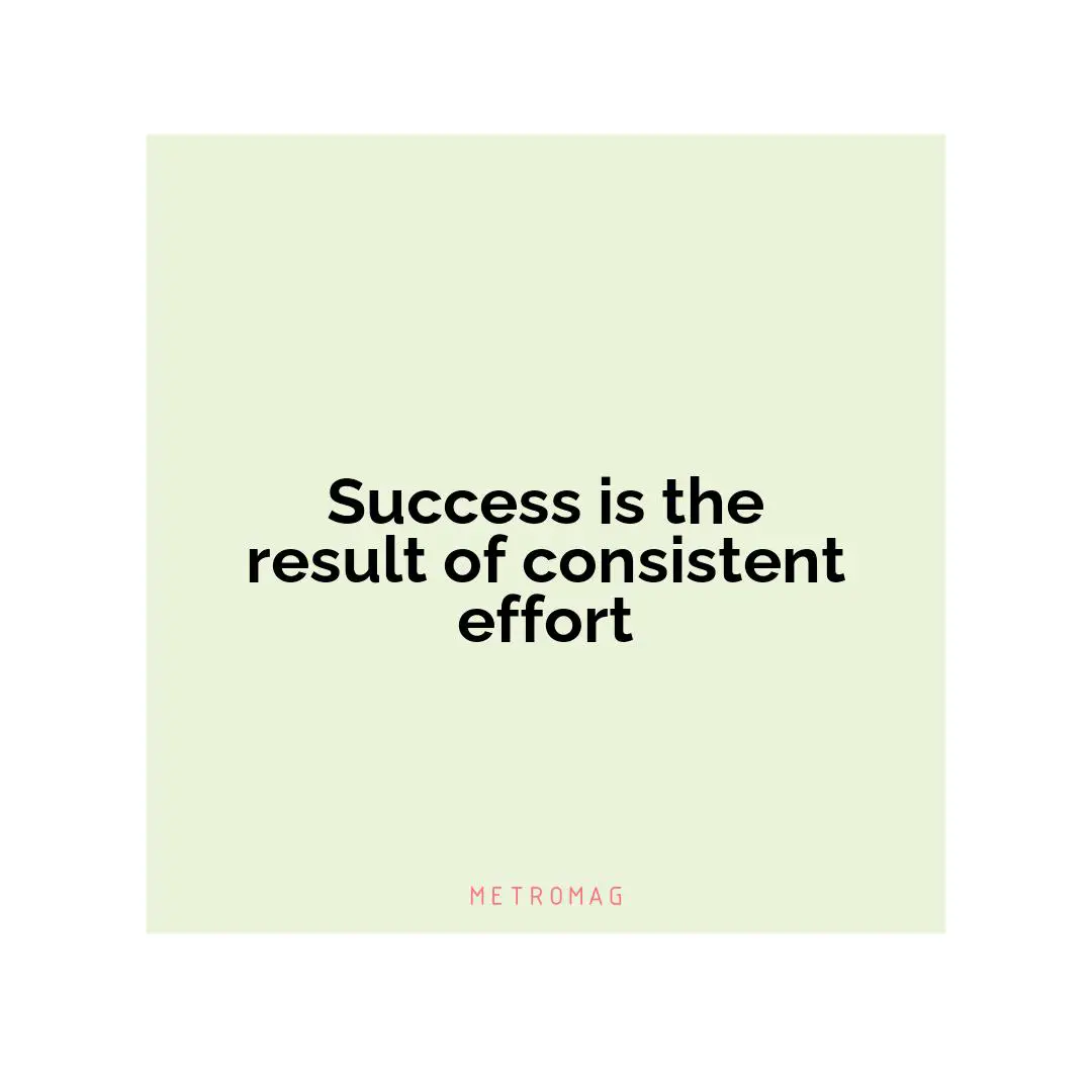Success is the result of consistent effort