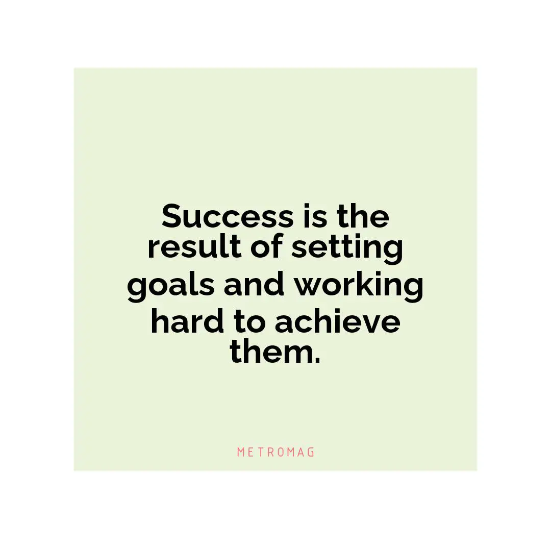 Success is the result of setting goals and working hard to achieve them.