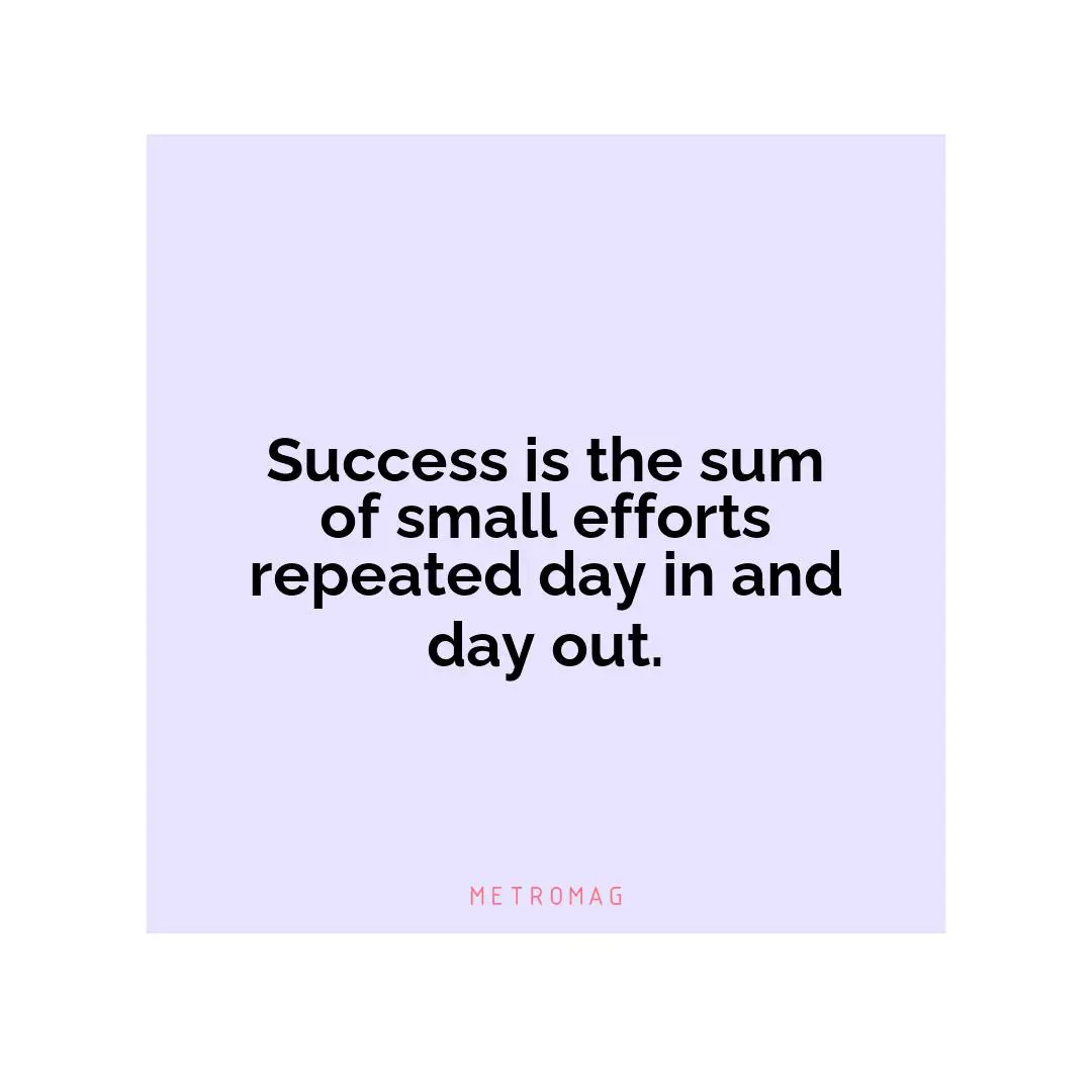 Success is the sum of small efforts repeated day in and day out.