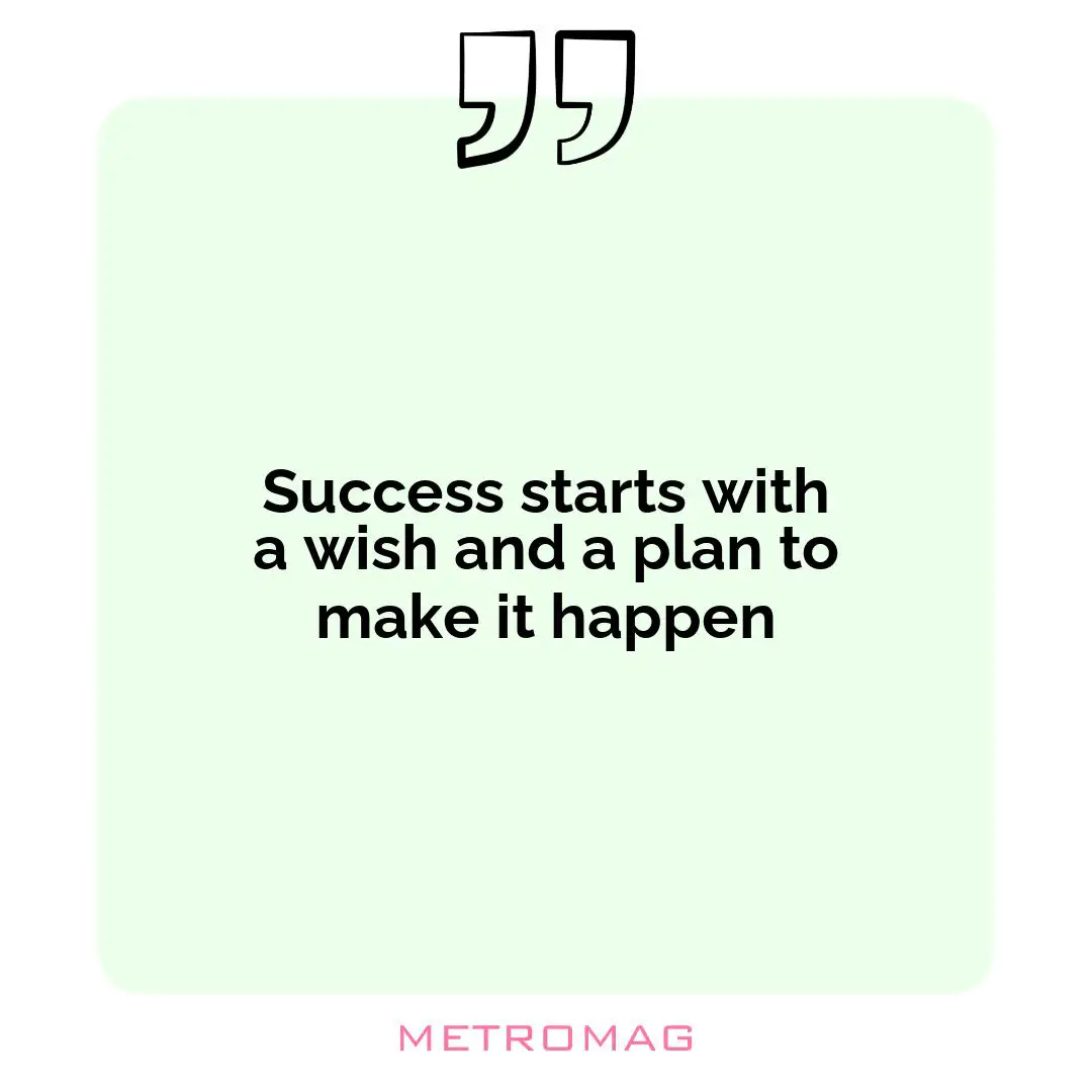Success starts with a wish and a plan to make it happen