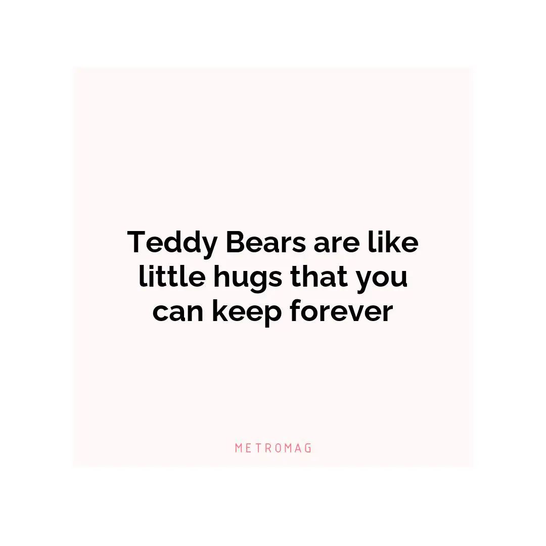 Teddy Bears are like little hugs that you can keep forever
