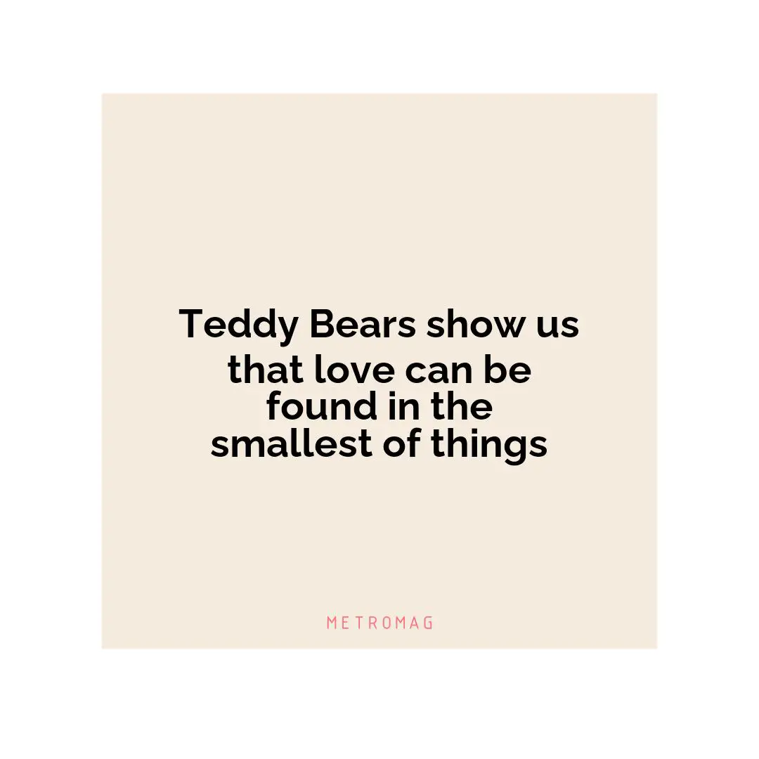 Teddy Bears show us that love can be found in the smallest of things
