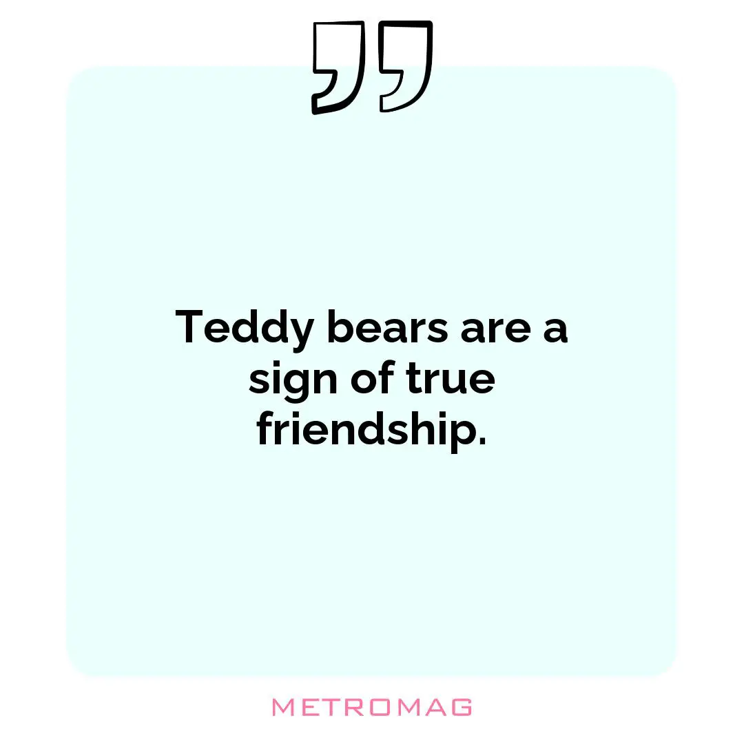 Teddy bears are a sign of true friendship.