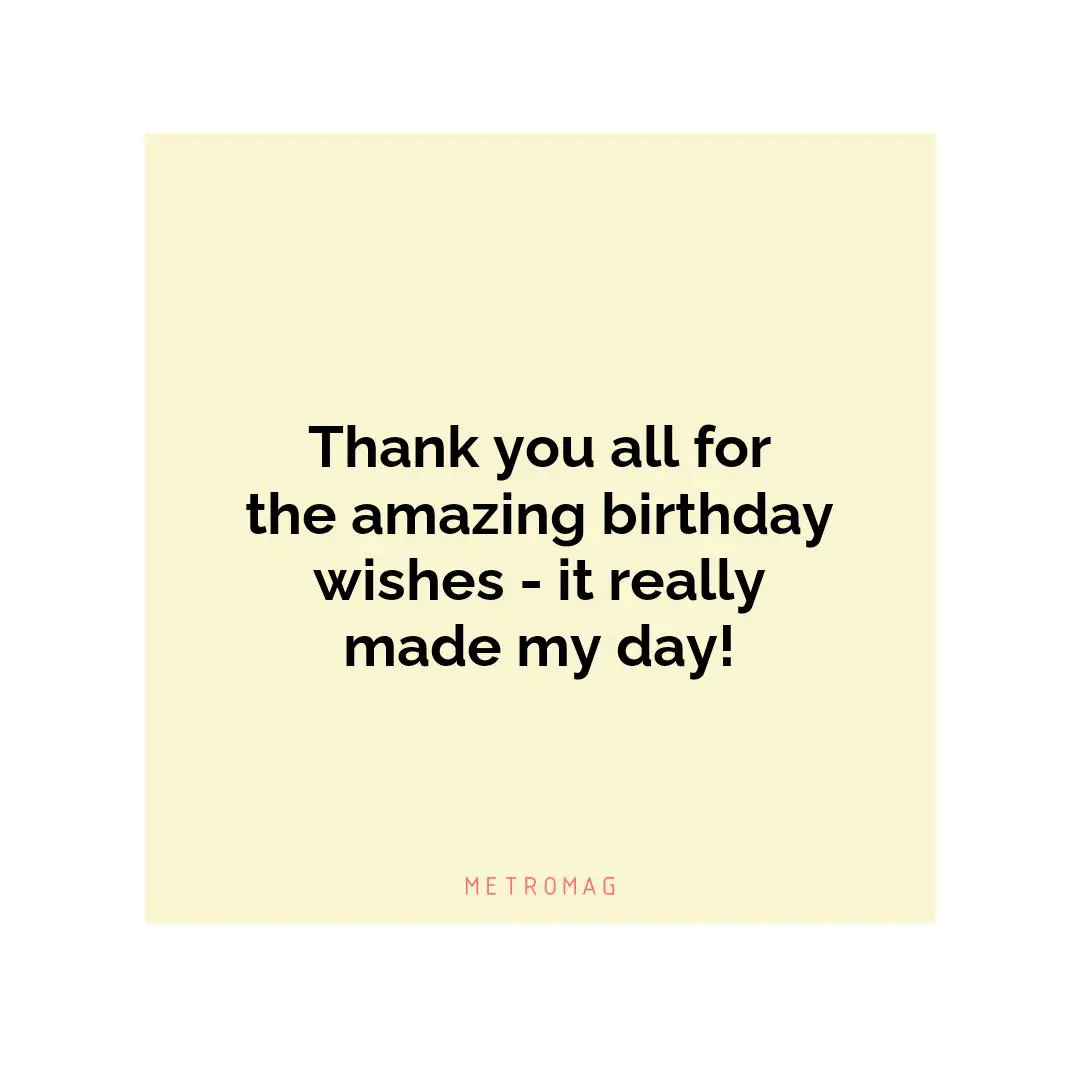 Thank you all for the amazing birthday wishes - it really made my day!