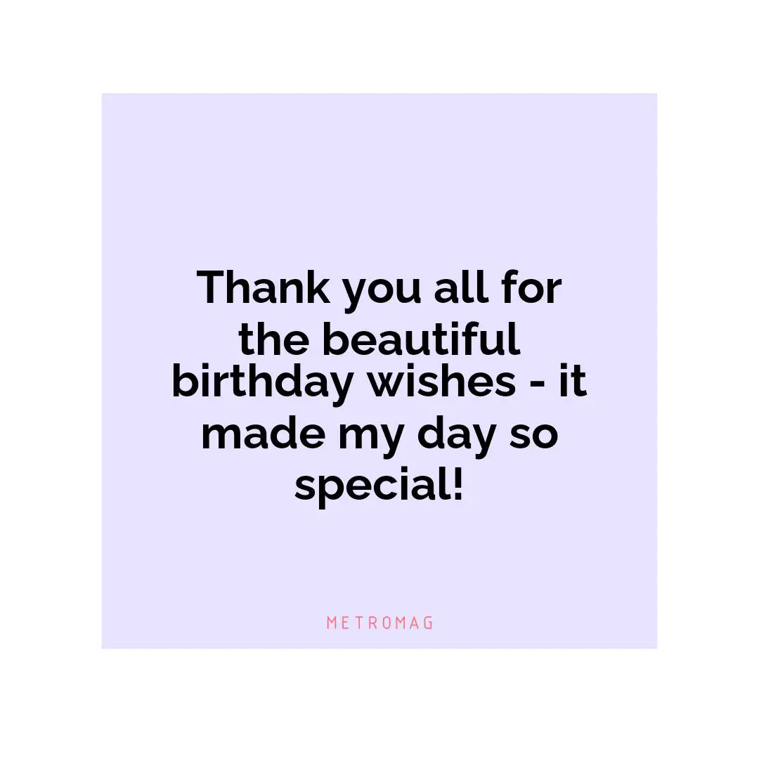 Thank you all for the beautiful birthday wishes - it made my day so special!