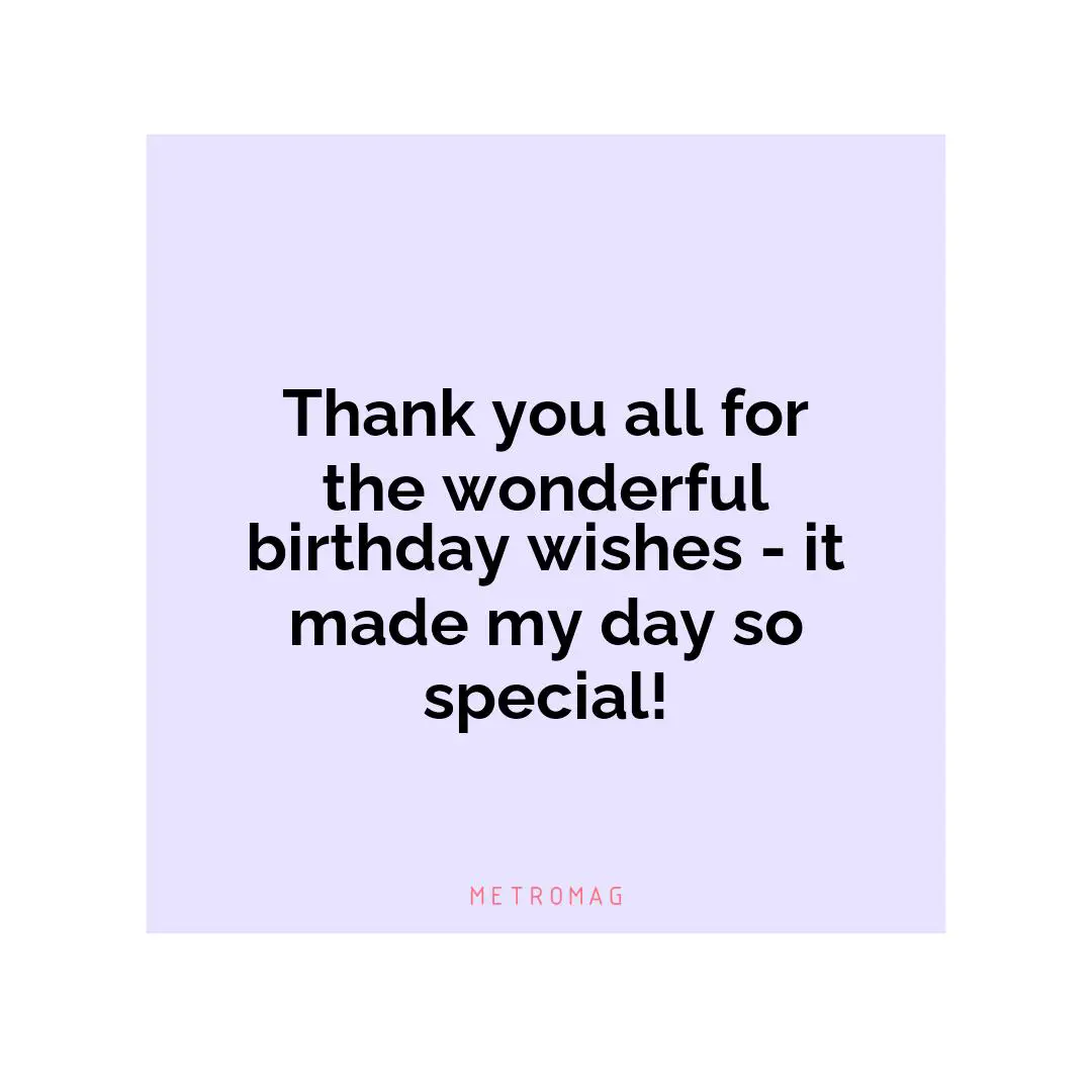 Thank you all for the wonderful birthday wishes - it made my day so special!