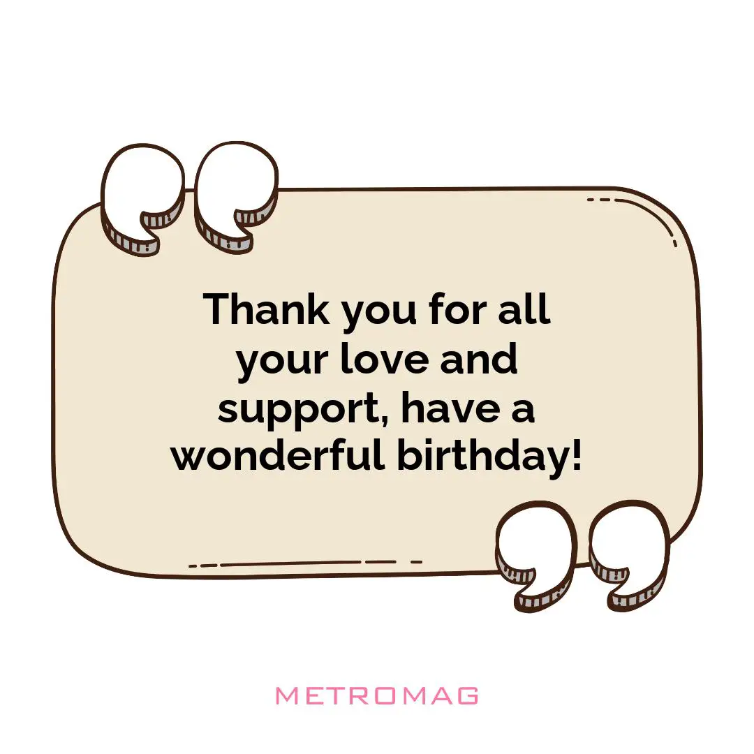 Thank you for all your love and support, have a wonderful birthday!