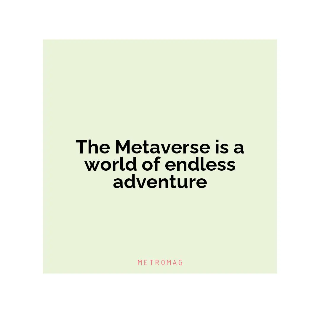 The Metaverse is a world of endless adventure