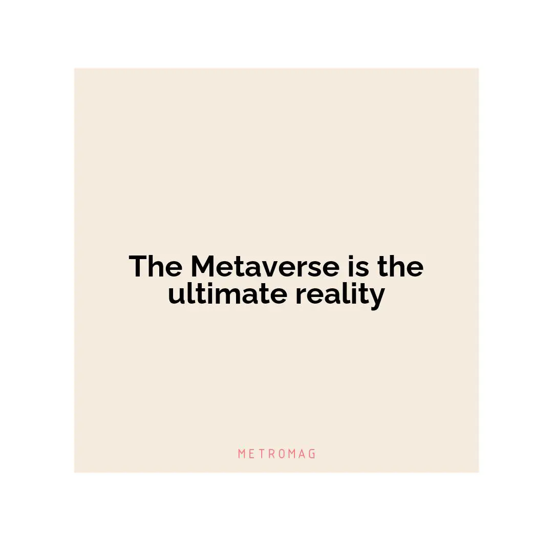 The Metaverse is the ultimate reality