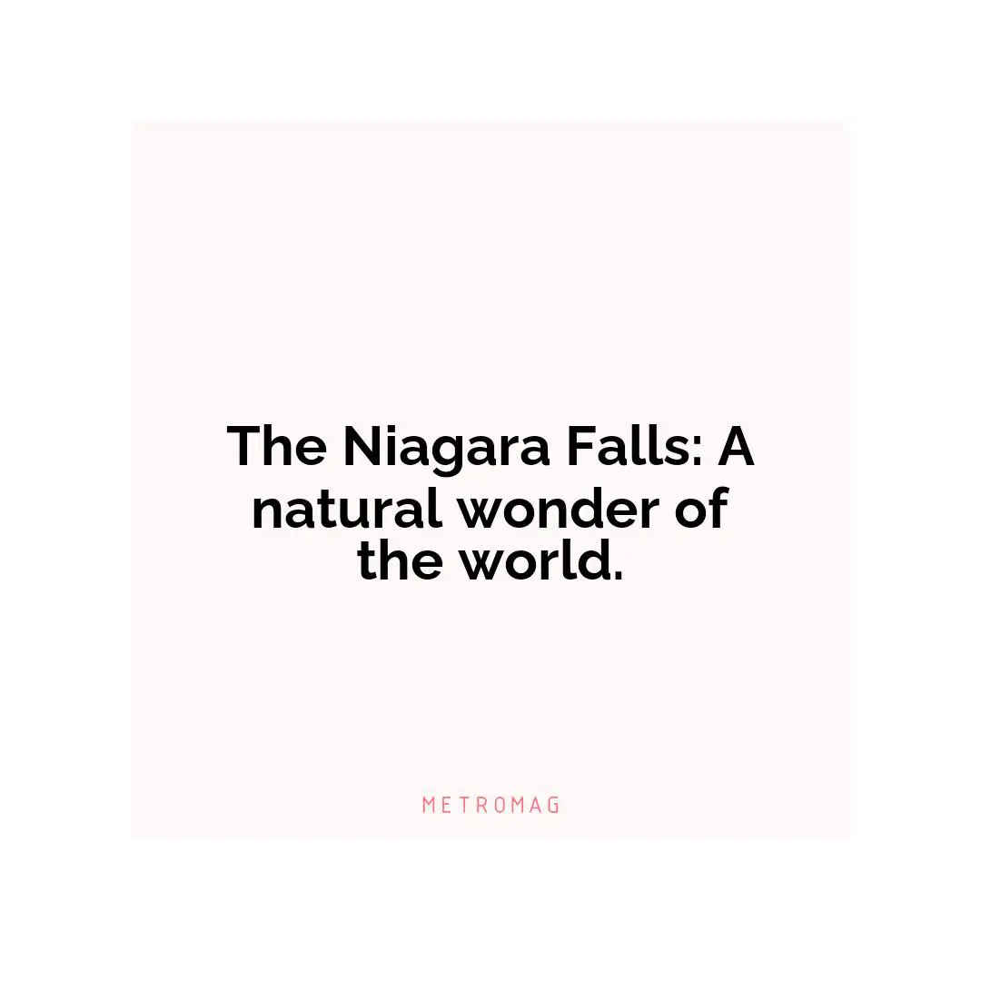 The Niagara Falls: A natural wonder of the world.