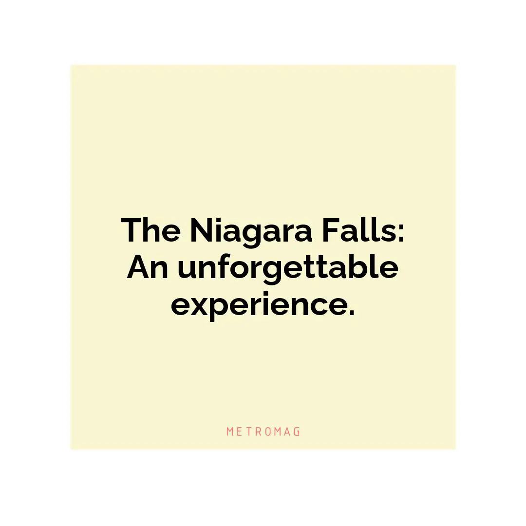 The Niagara Falls: An unforgettable experience.