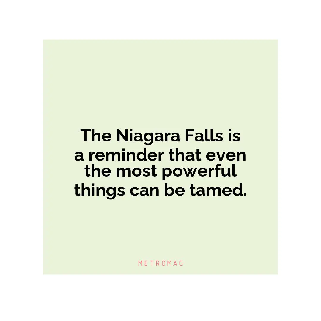 The Niagara Falls is a reminder that even the most powerful things can be tamed.