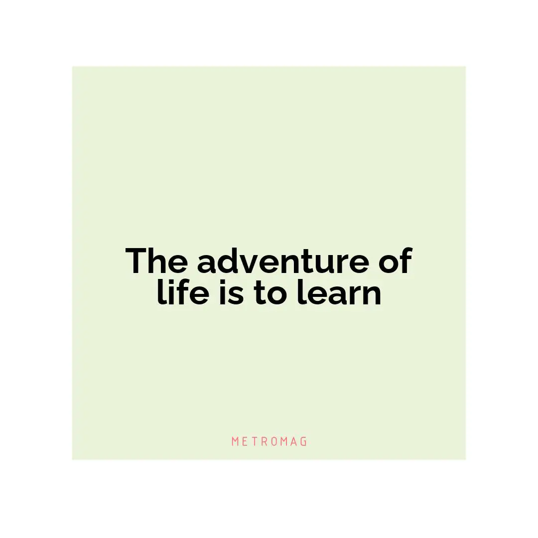 The adventure of life is to learn
