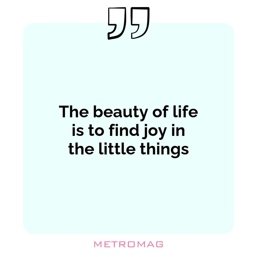 The beauty of life is to find joy in the little things