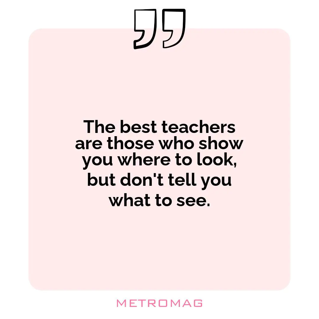 The best teachers are those who show you where to look, but don't tell you what to see.