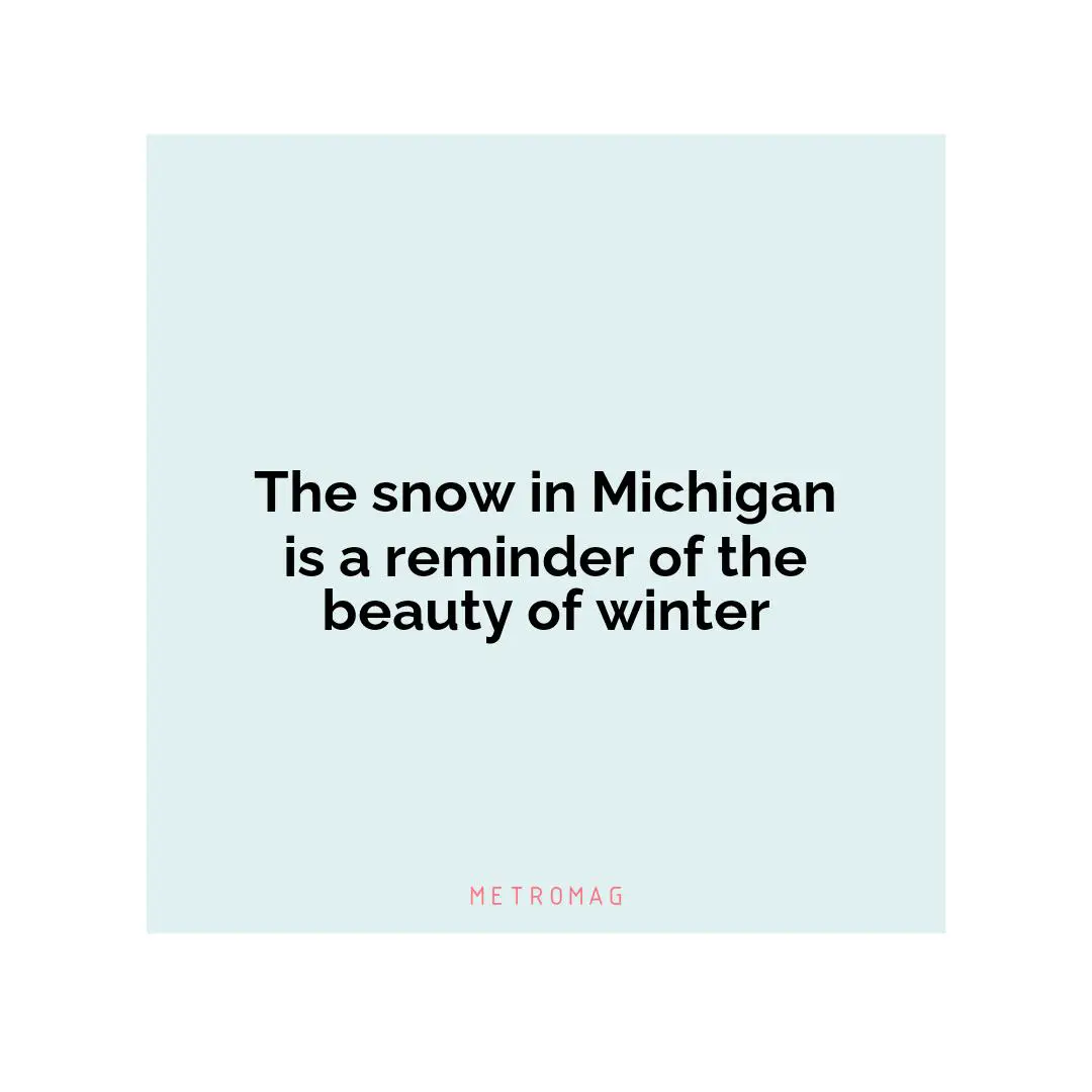 The snow in Michigan is a reminder of the beauty of winter