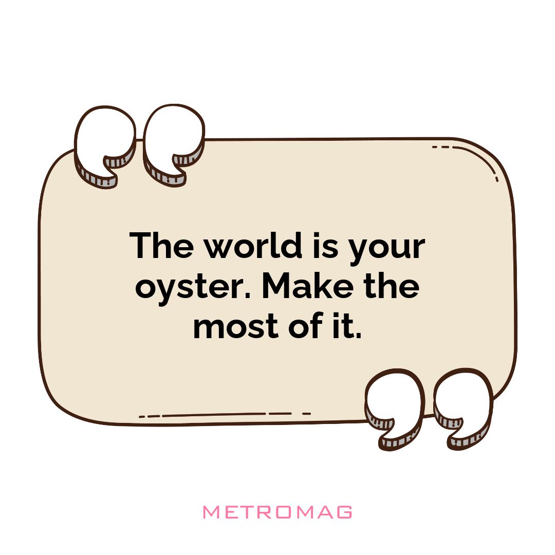 The world is your oyster. Make the most of it.