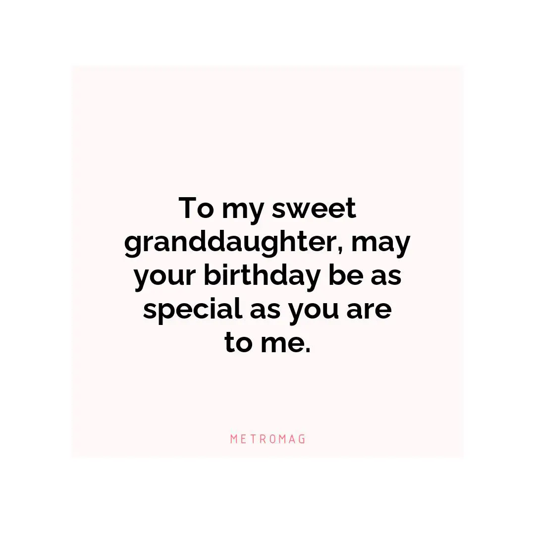 To my sweet granddaughter, may your birthday be as special as you are to me.