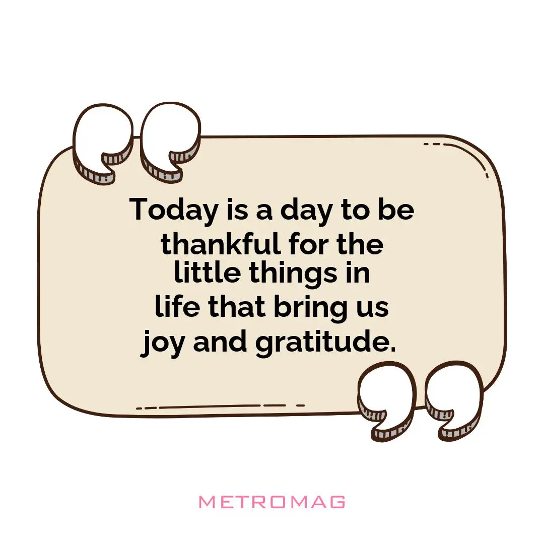 Today is a day to be thankful for the little things in life that bring us joy and gratitude.