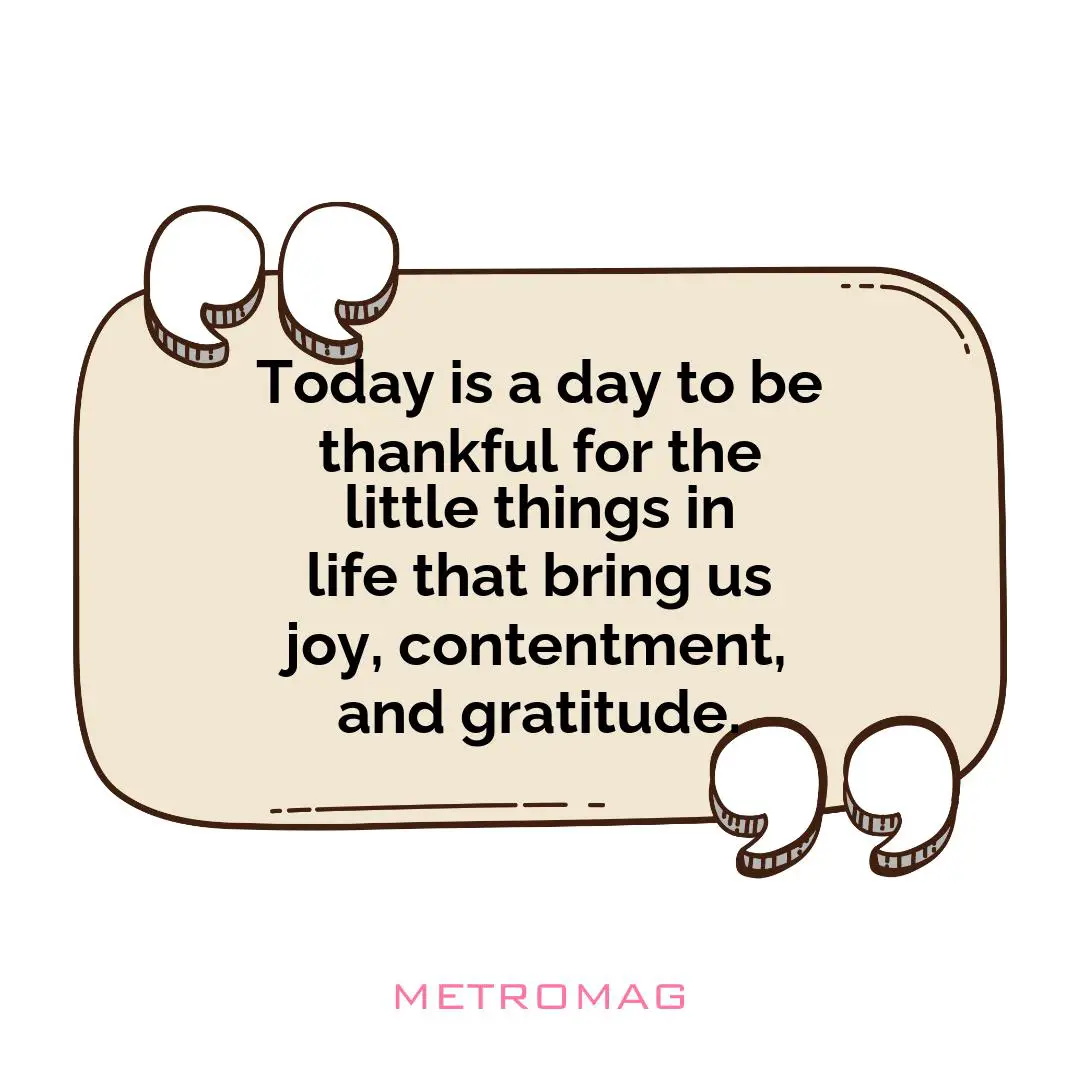 Today is a day to be thankful for the little things in life that bring us joy, contentment, and gratitude.