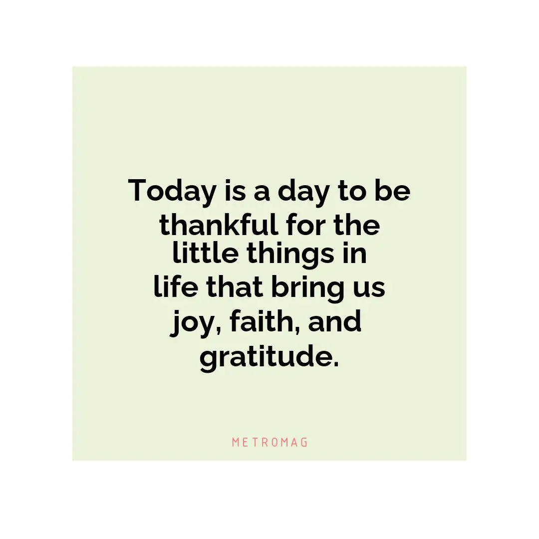 Today is a day to be thankful for the little things in life that bring us joy, faith, and gratitude.