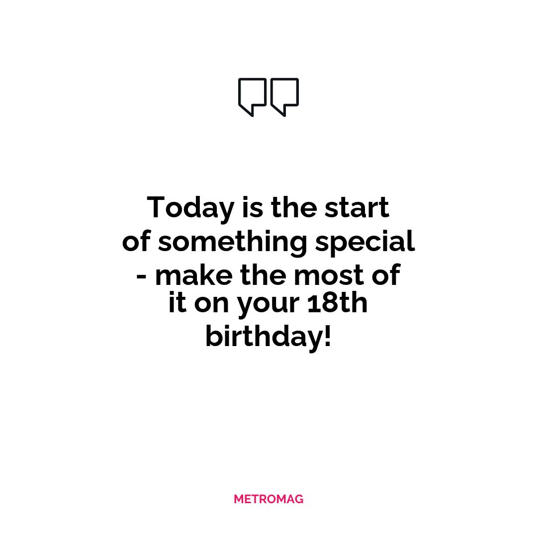 Today is the start of something special - make the most of it on your 18th birthday!