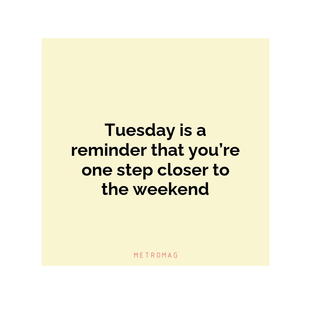 Tuesday is a reminder that you’re one step closer to the weekend