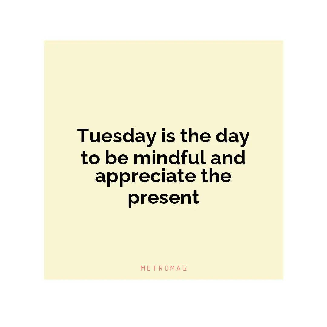Tuesday is the day to be mindful and appreciate the present