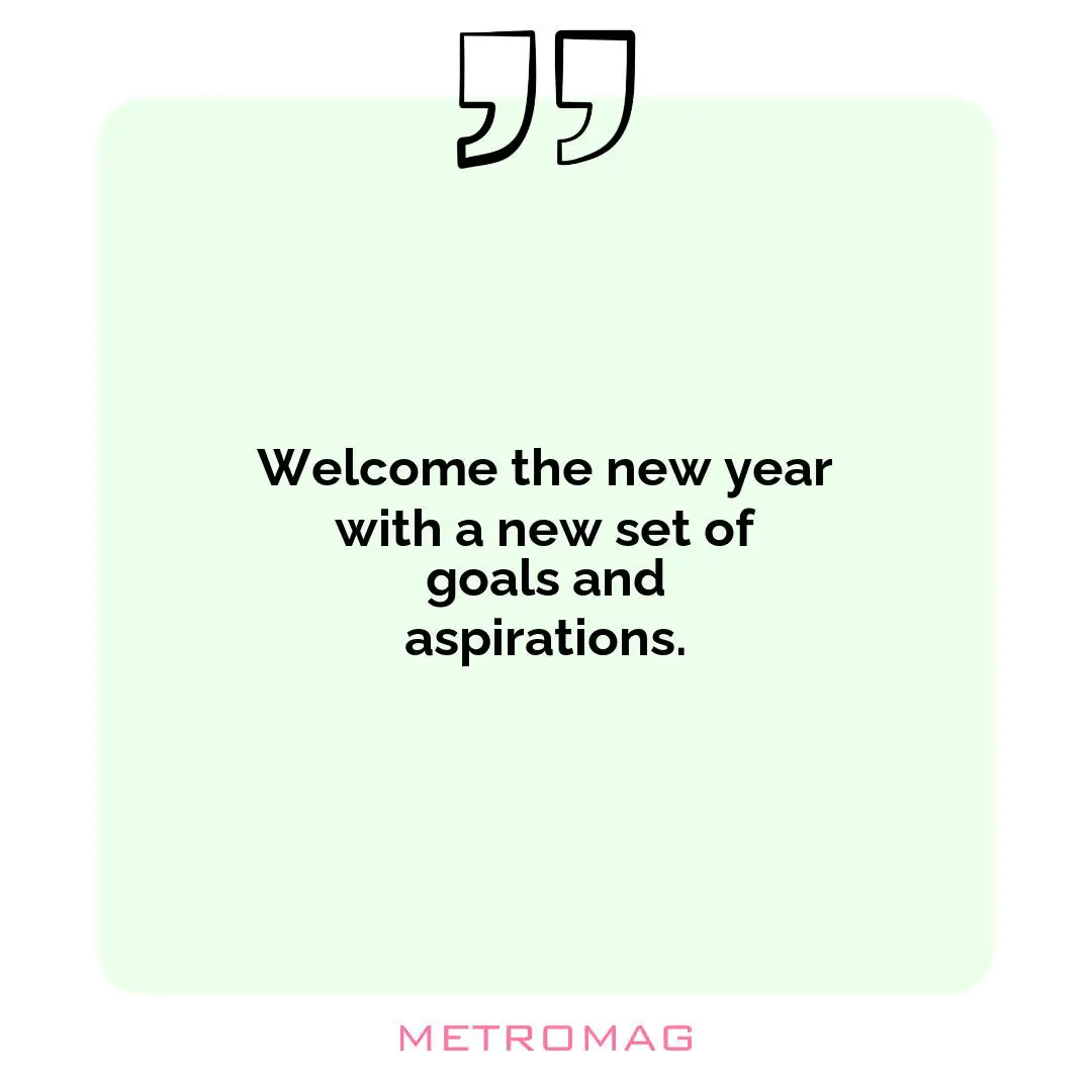 Welcome the new year with a new set of goals and aspirations.