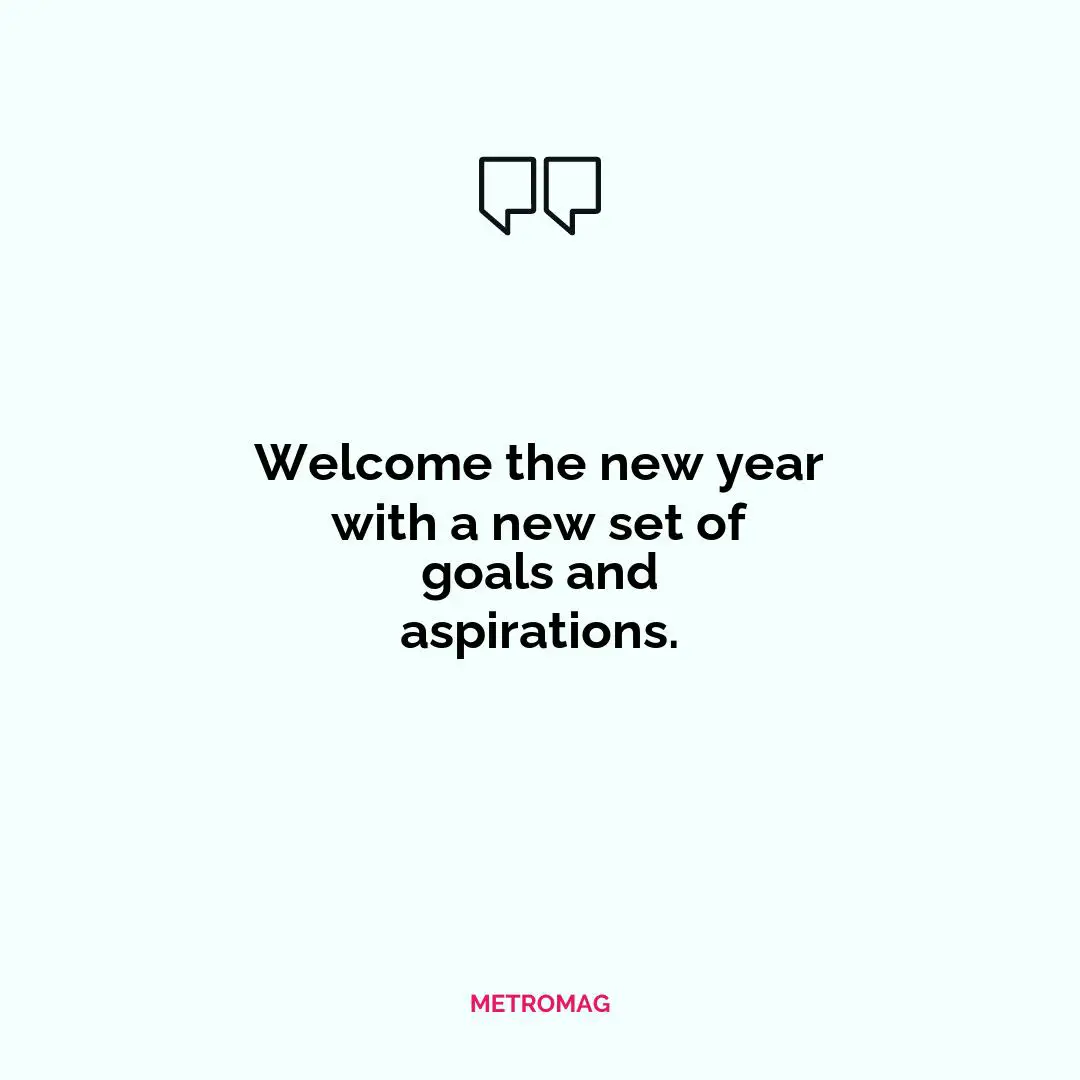 Welcome the new year with a new set of goals and aspirations.