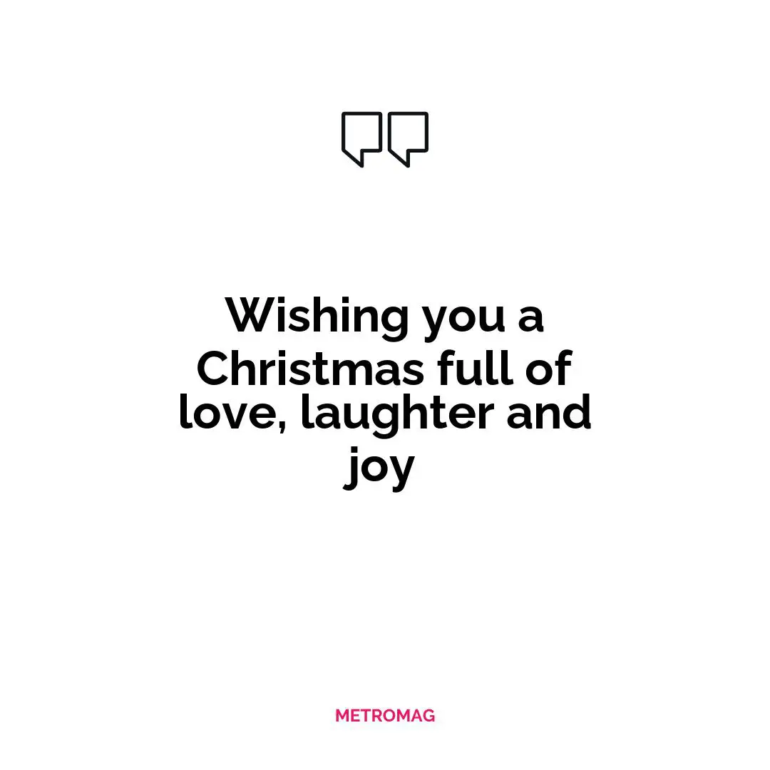 Wishing you a Christmas full of love, laughter and joy