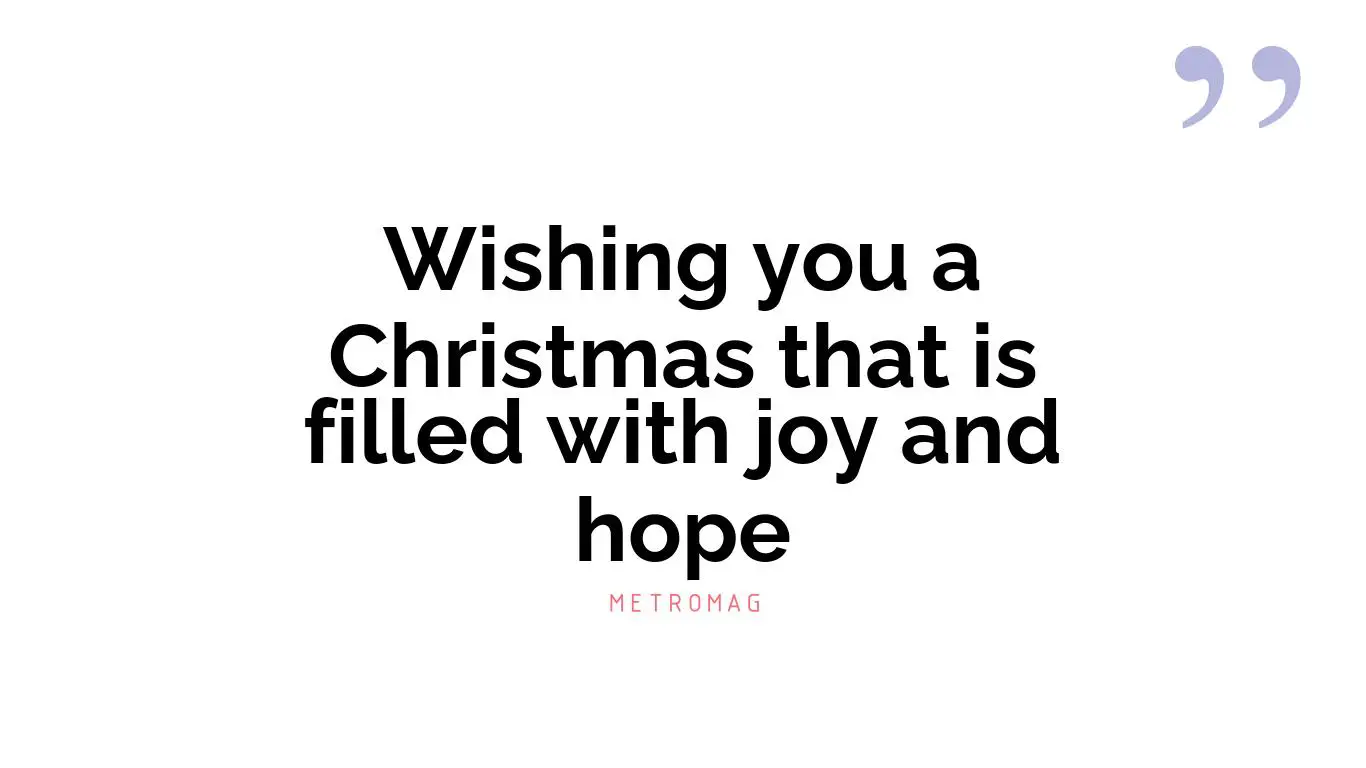 Wishing you a Christmas that is filled with joy and hope