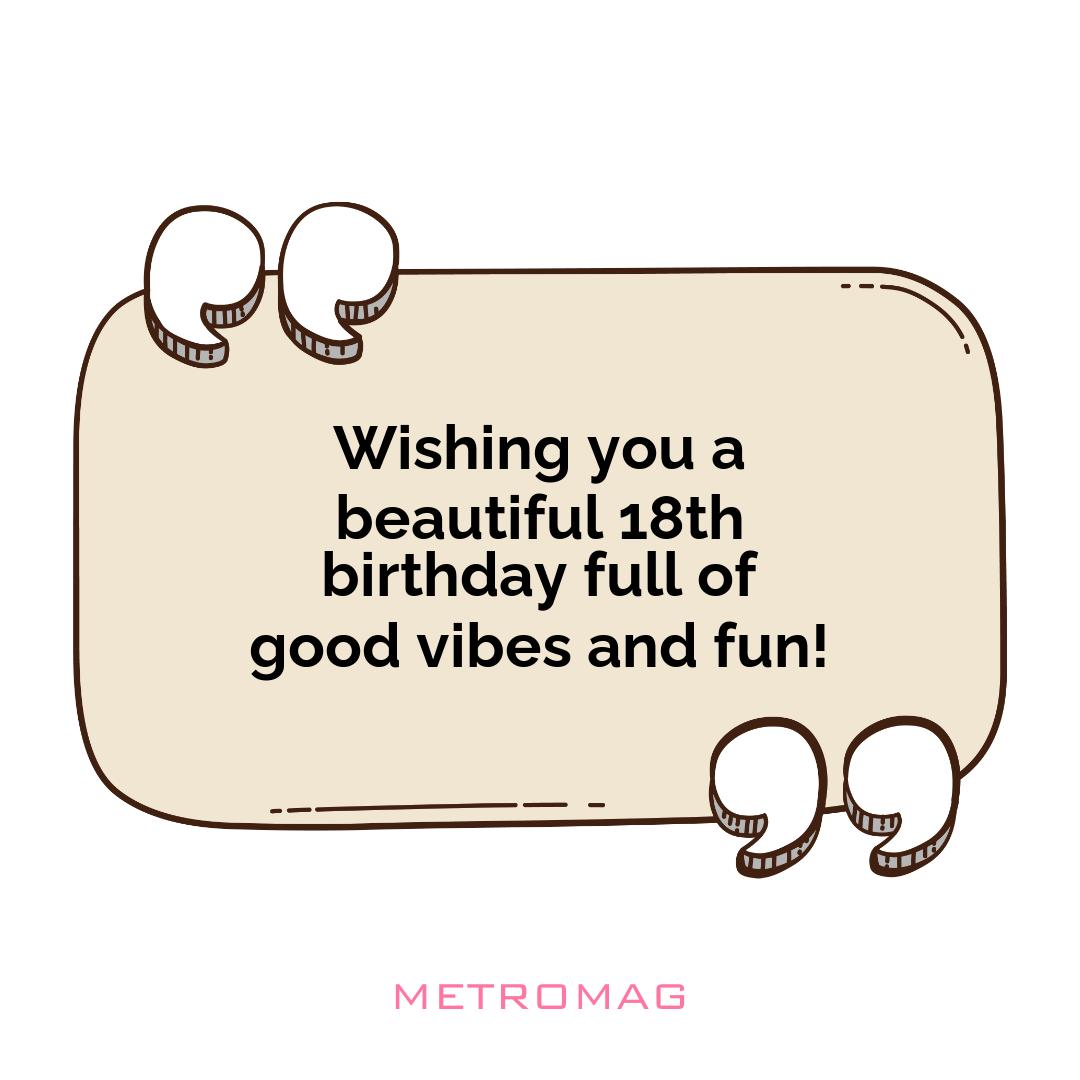 Wishing you a beautiful 18th birthday full of good vibes and fun!