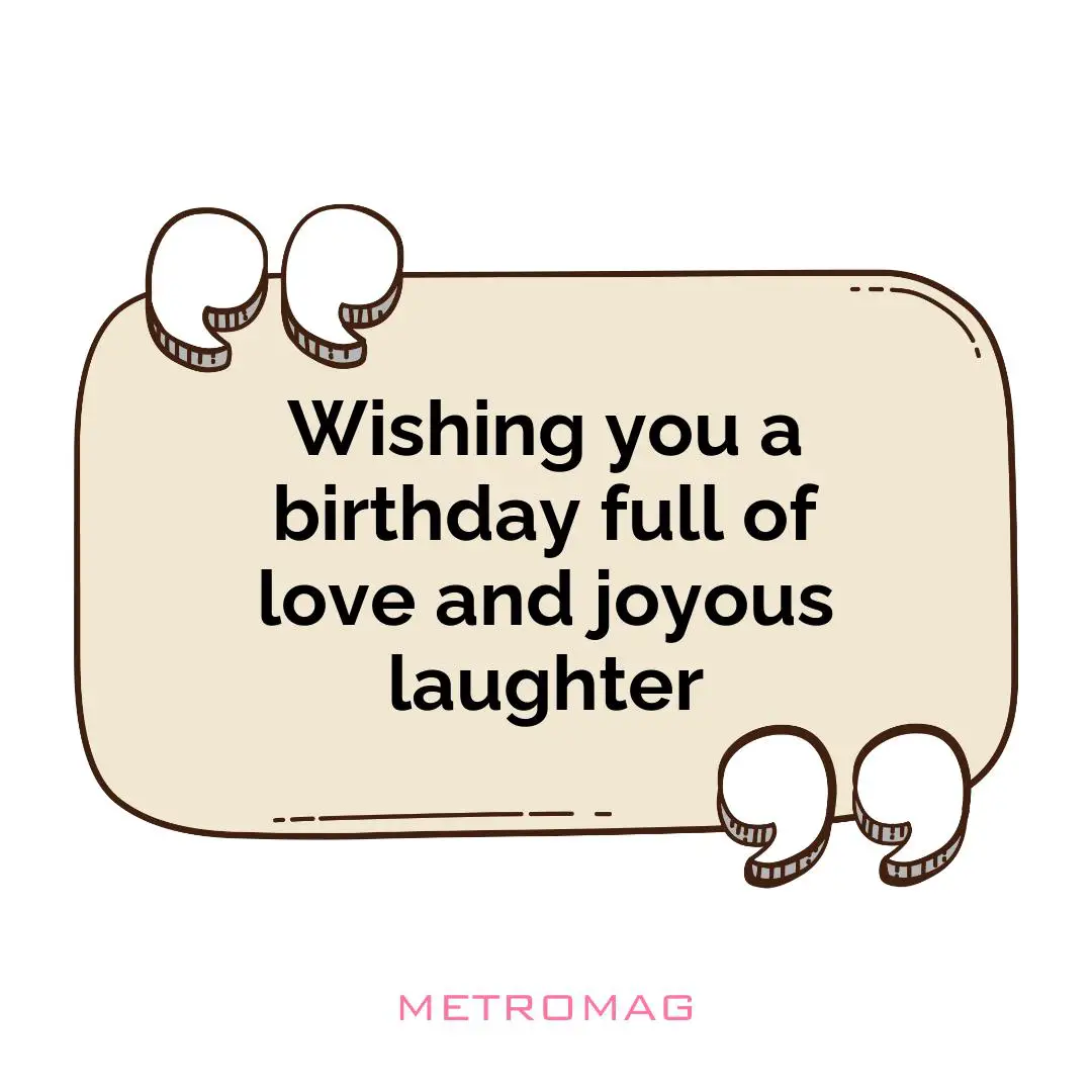 Wishing you a birthday full of love and joyous laughter