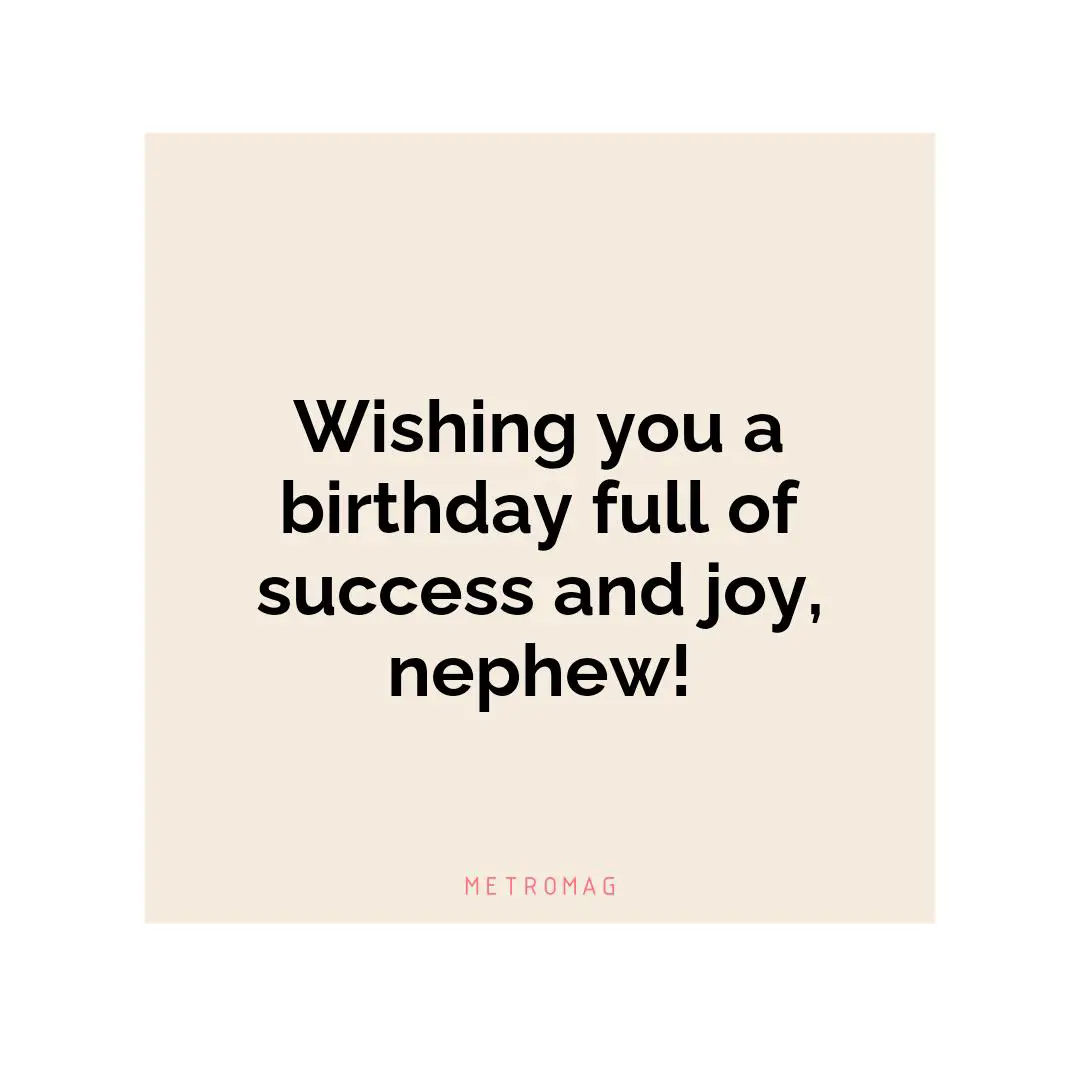 Wishing you a birthday full of success and joy, nephew!