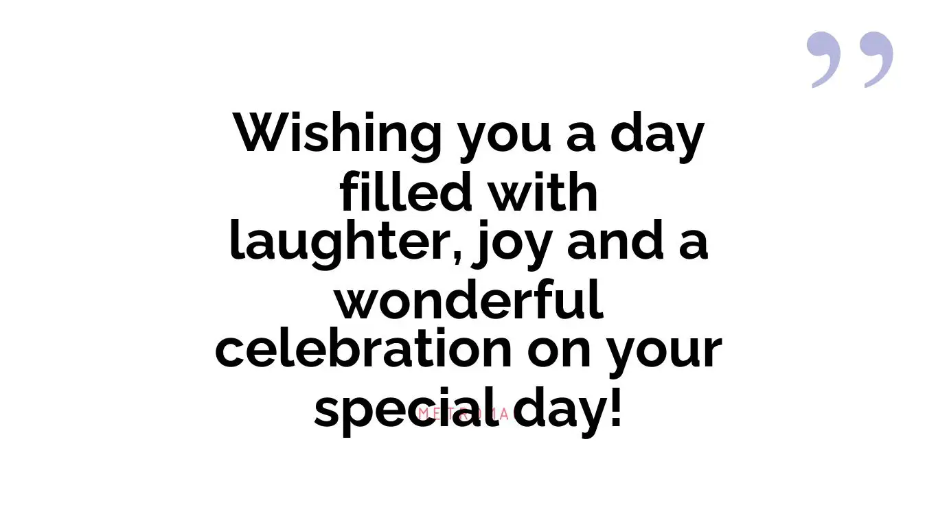 Wishing you a day filled with laughter, joy and a wonderful celebration on your special day!