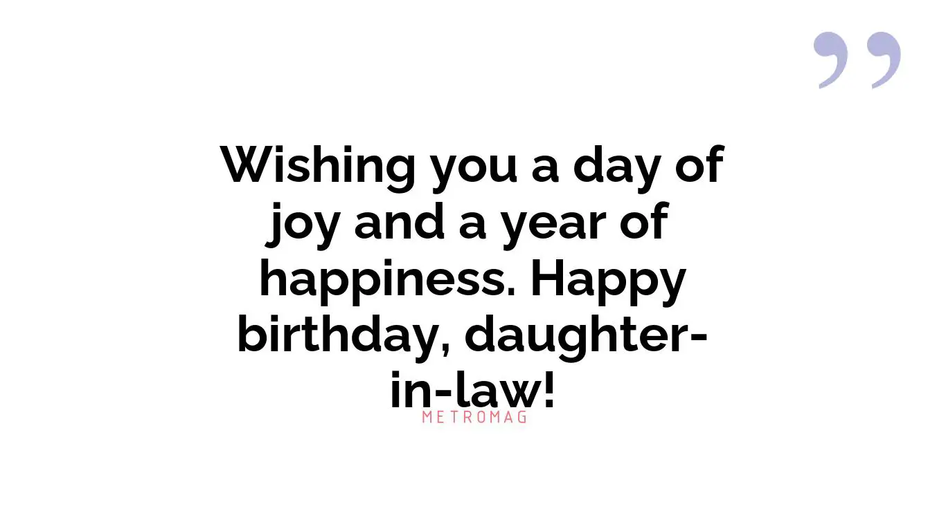 Wishing you a day of joy and a year of happiness. Happy birthday, daughter-in-law!