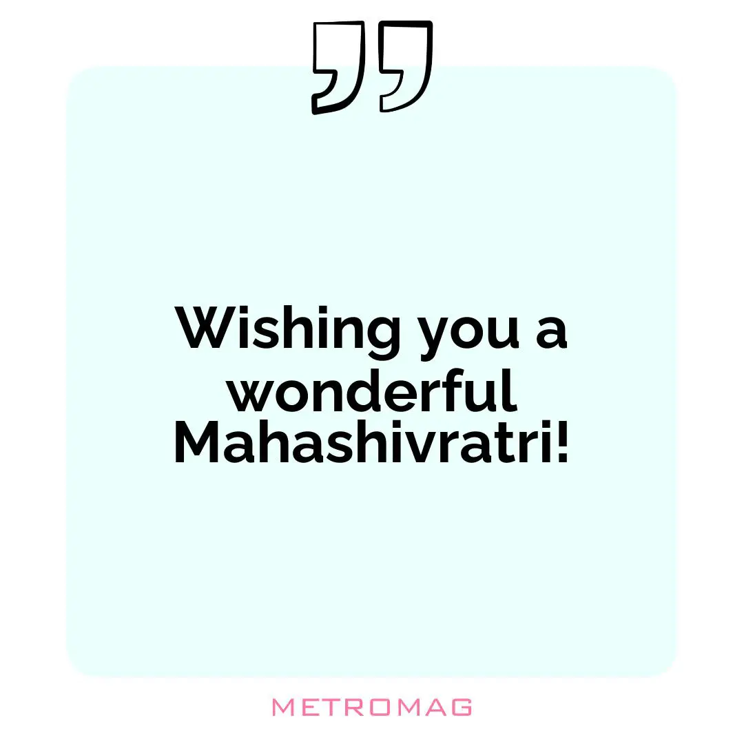 Wishing you a wonderful Mahashivratri!